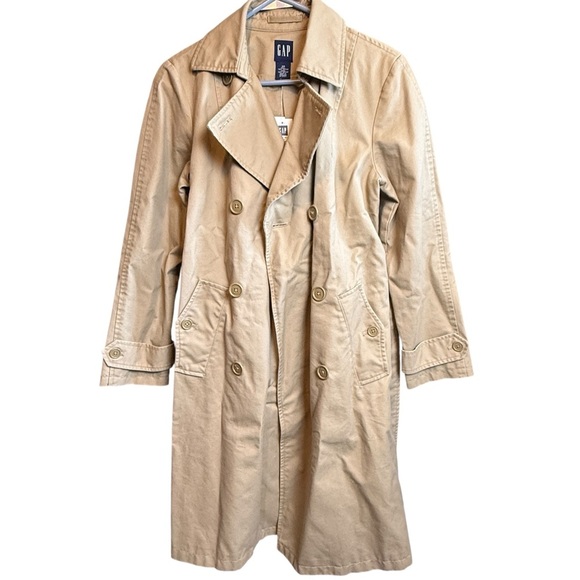 Gap XS Water-Repellent Trench Coat Belted Old Money Classic Agentcore Chic Vibe - Picture 2 of 9
